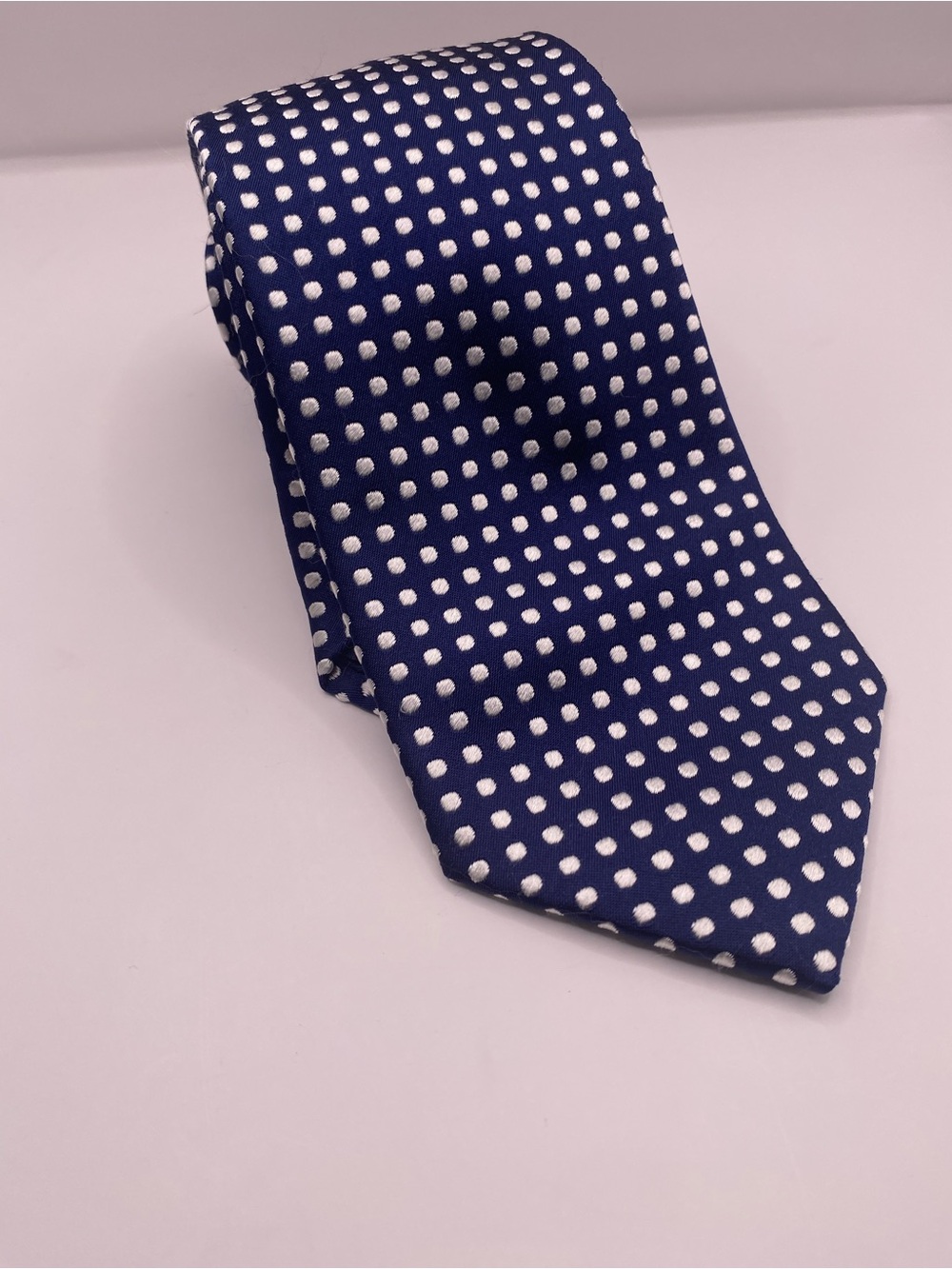 Charles Tyrwhitt Navy and White Polka Dot Silk Tie